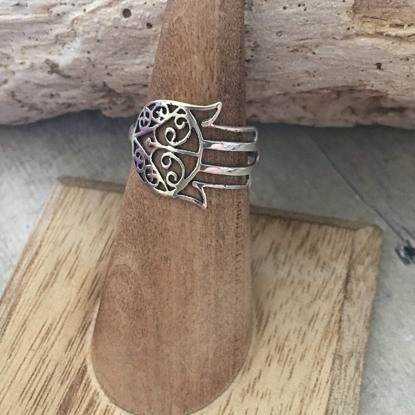 Hamsa Sterling Silver Filigree Ring 7