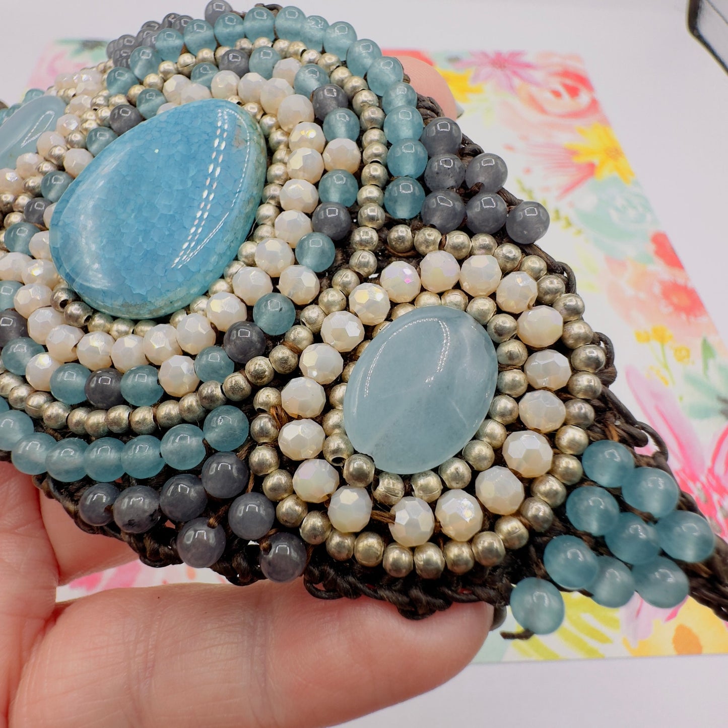 Natural Gemstone Bohemian Handmade Beaded Statement Bracelet