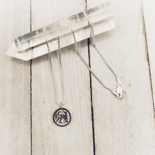 Chinese Zodiac Dog Pendant Necklace Sterling Silver