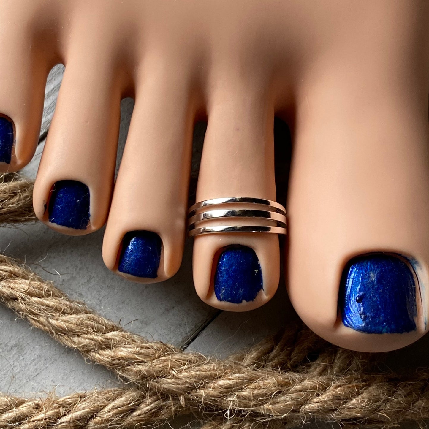 Triple Band Sterling Silver High Polish Toe Ring