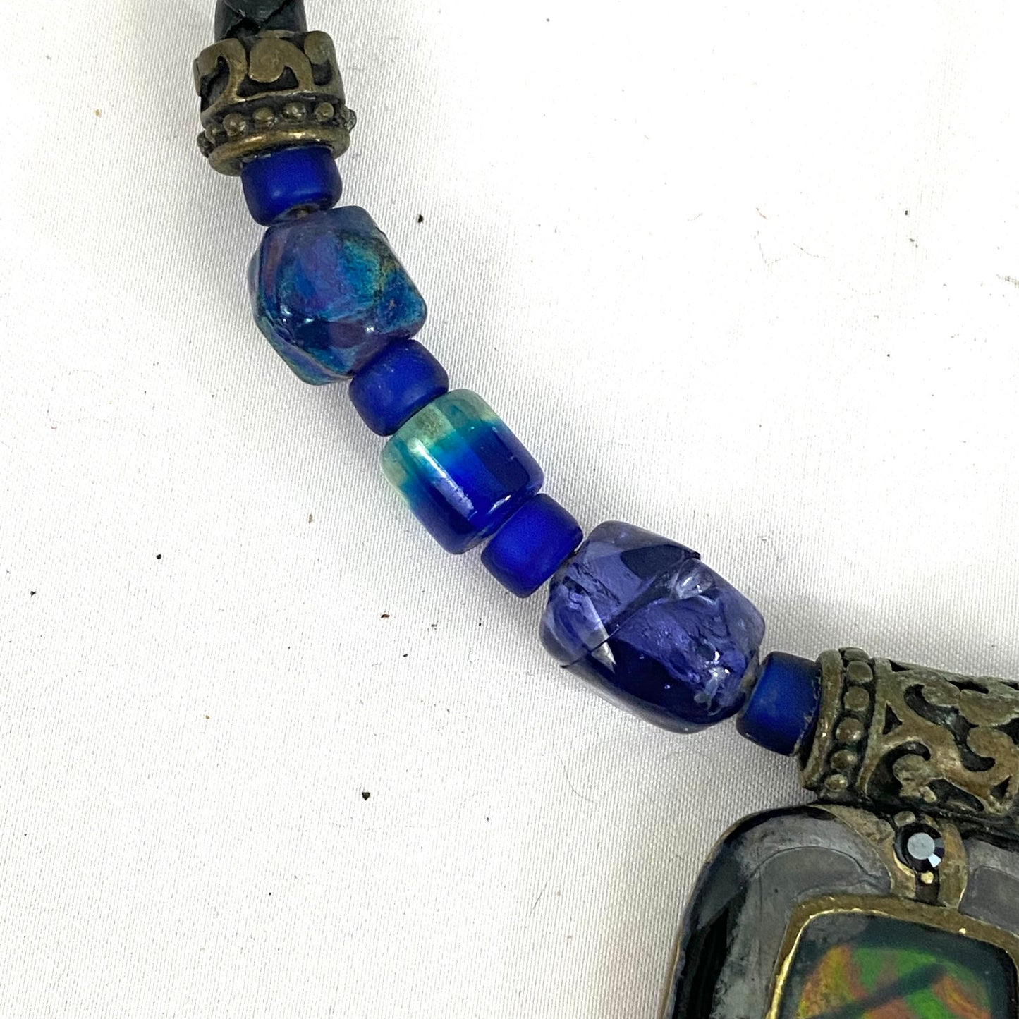 Vintage Chico’s Glass Leather Cuff Choker Necklace