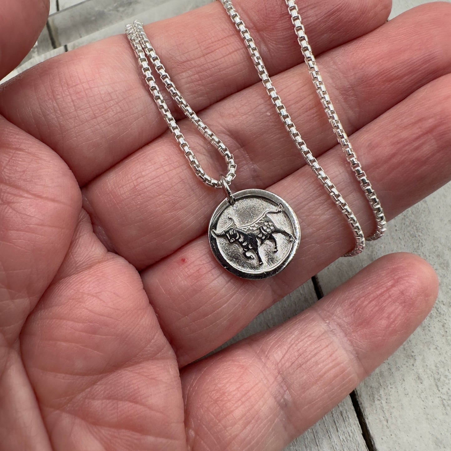 Chinese Zodiac Year of The Ox Pendant Necklace Sterling Silver
