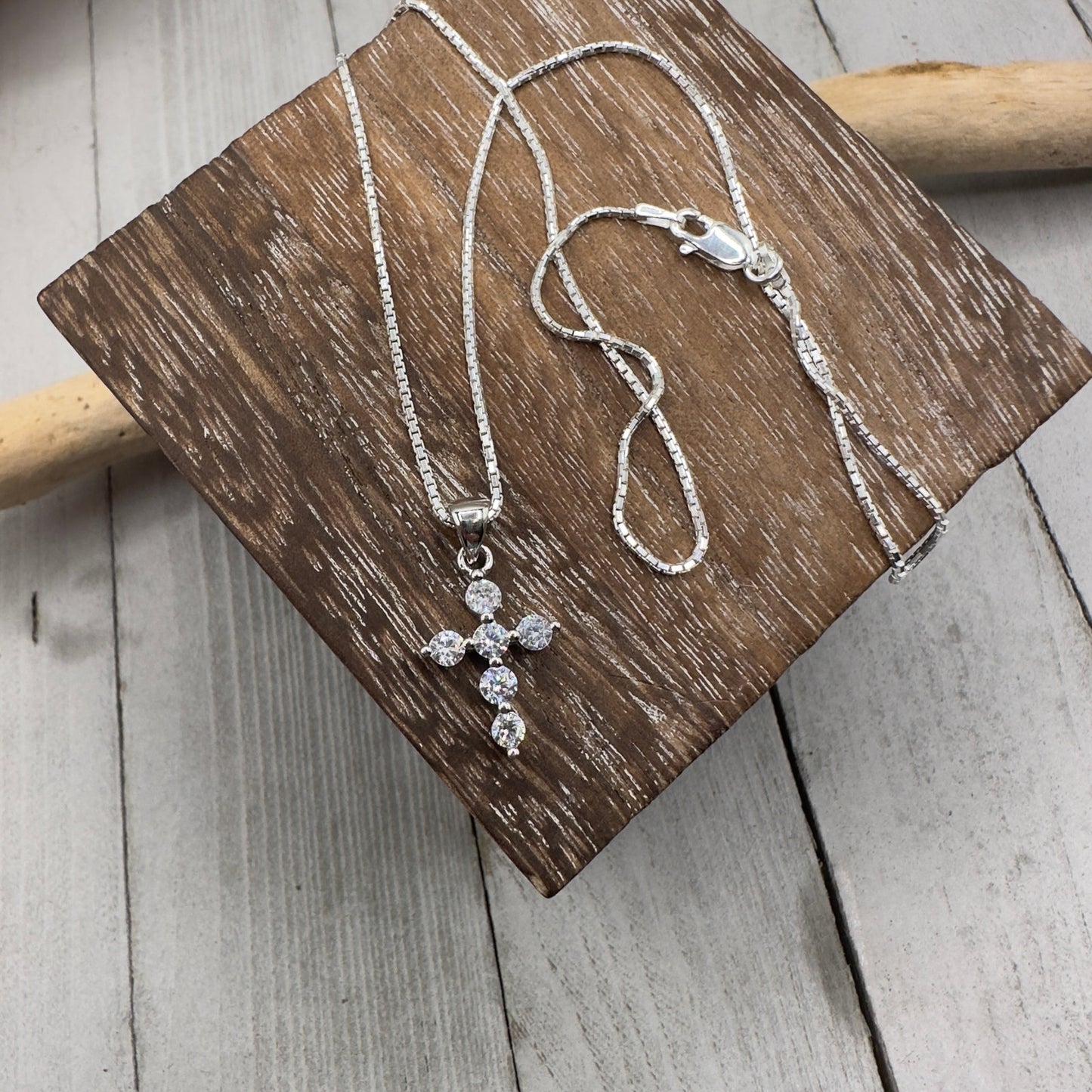 CZ Cross Minimalist Sterling Silver Necklace