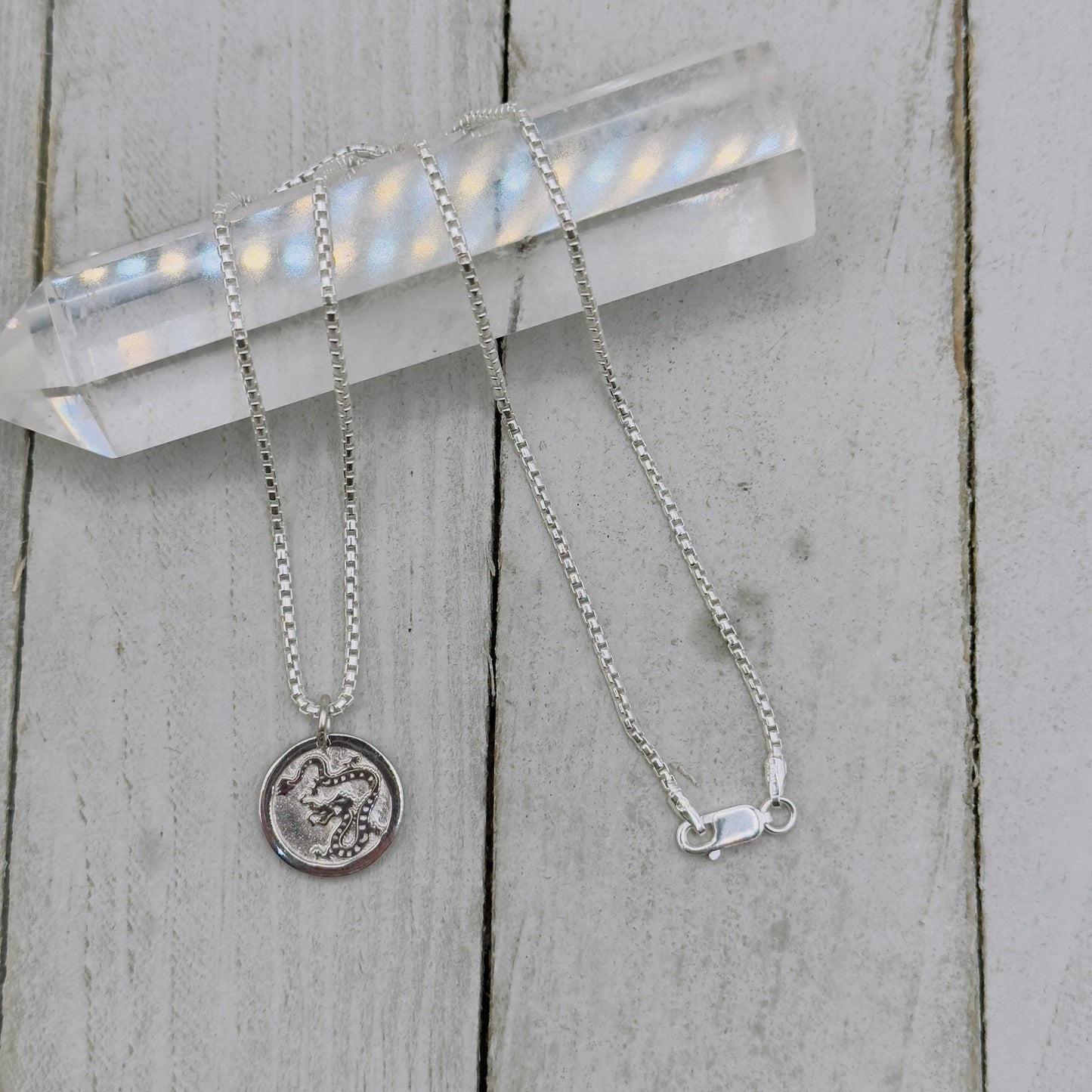 Chinese Zodiac Year of The Dragon Pendant Necklace Sterling Silver
