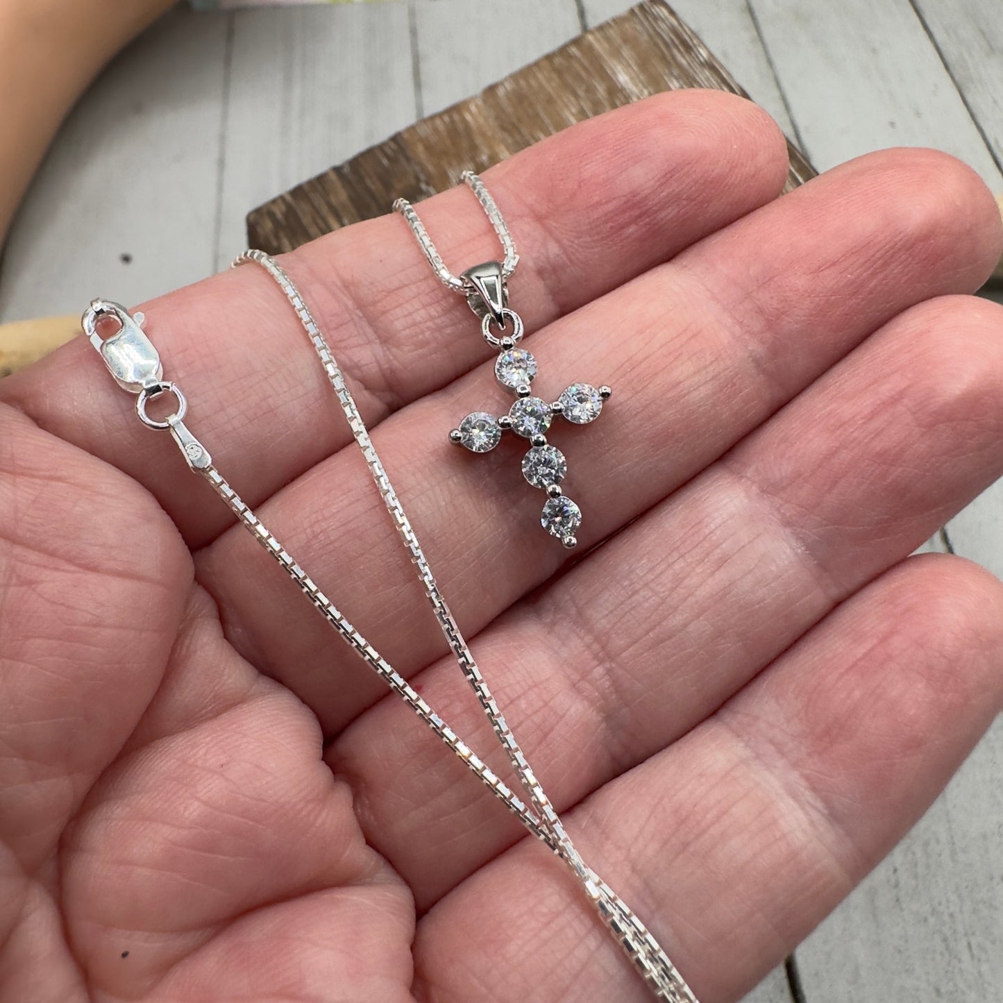 CZ Cross Minimalist Sterling Silver Necklace