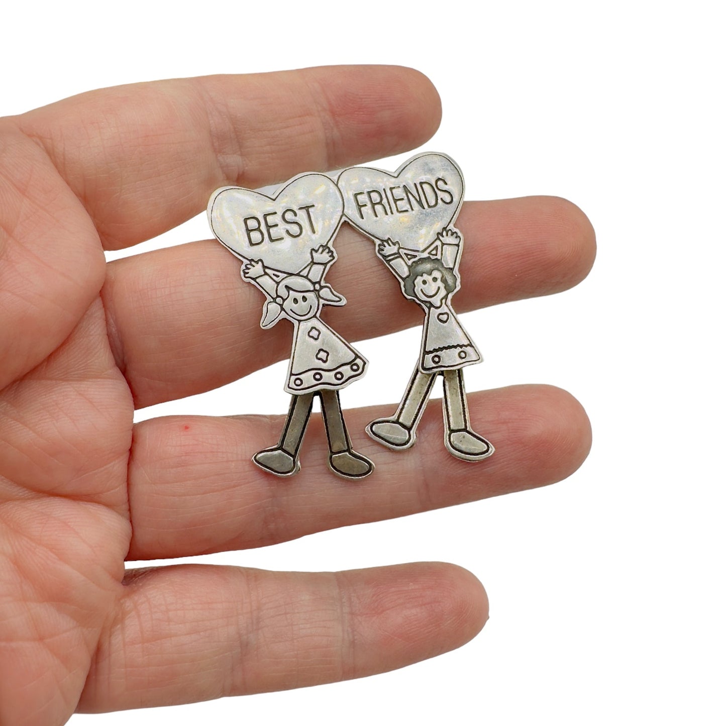 Vintage Best Friends Sterling Silver Mexican Pin