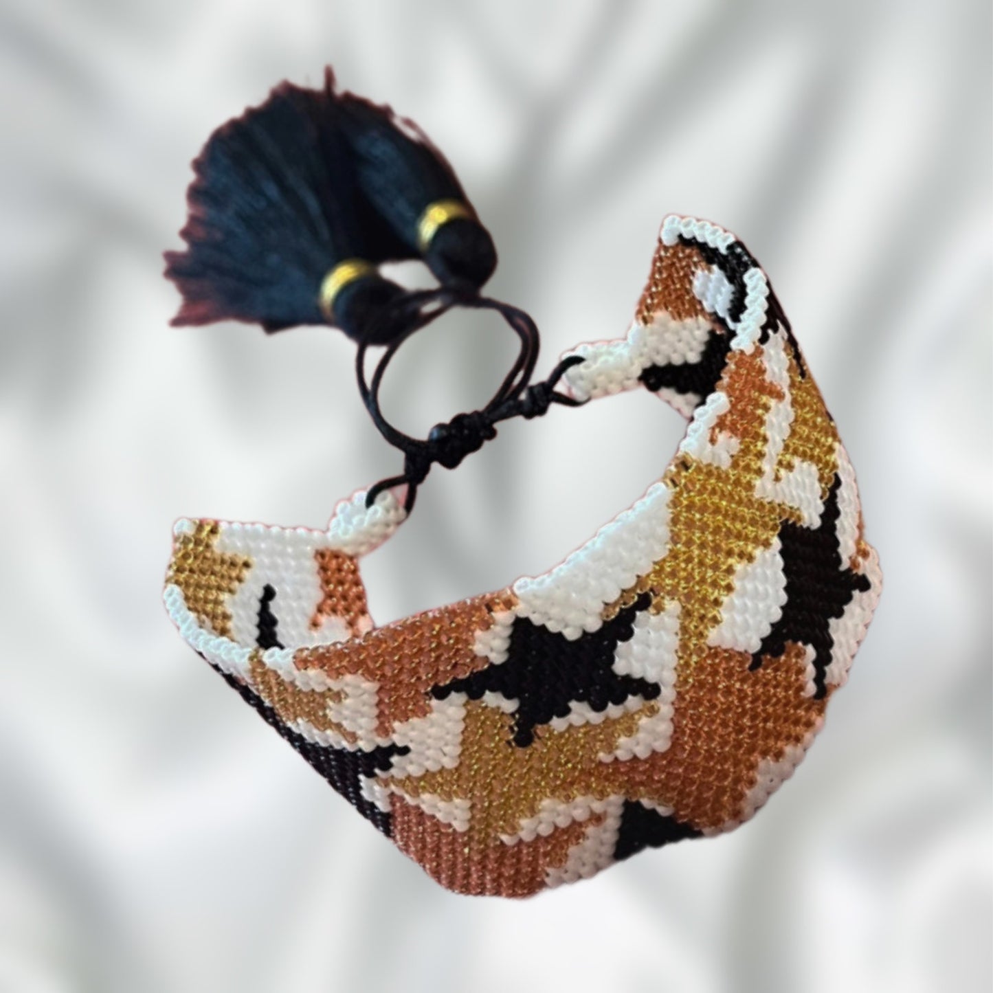 Miyuki Glass Seed Bead Wide Cuff Stars Tassel Bracelet