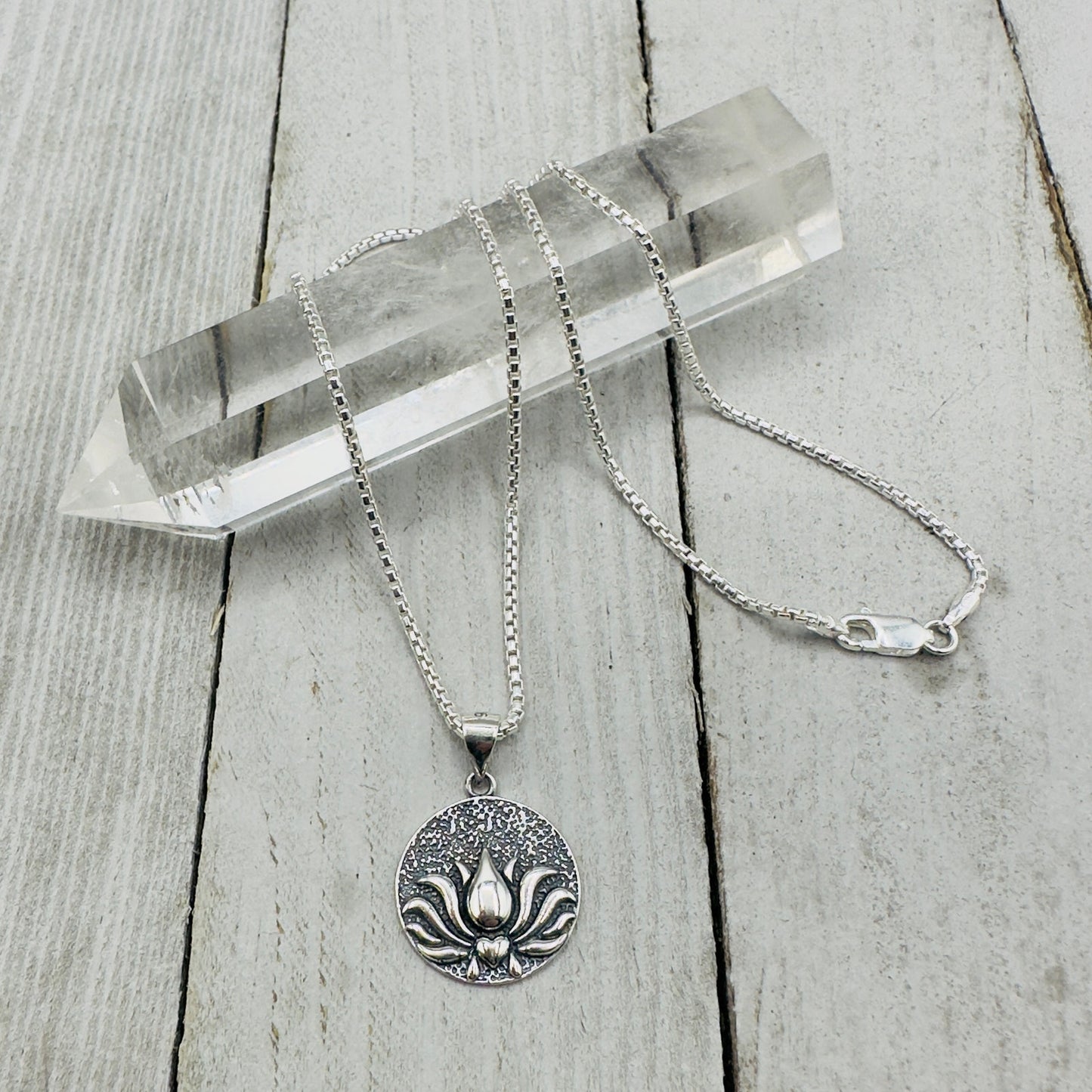 Sterling Silver Lotus Necklace Flower Necklace Boho