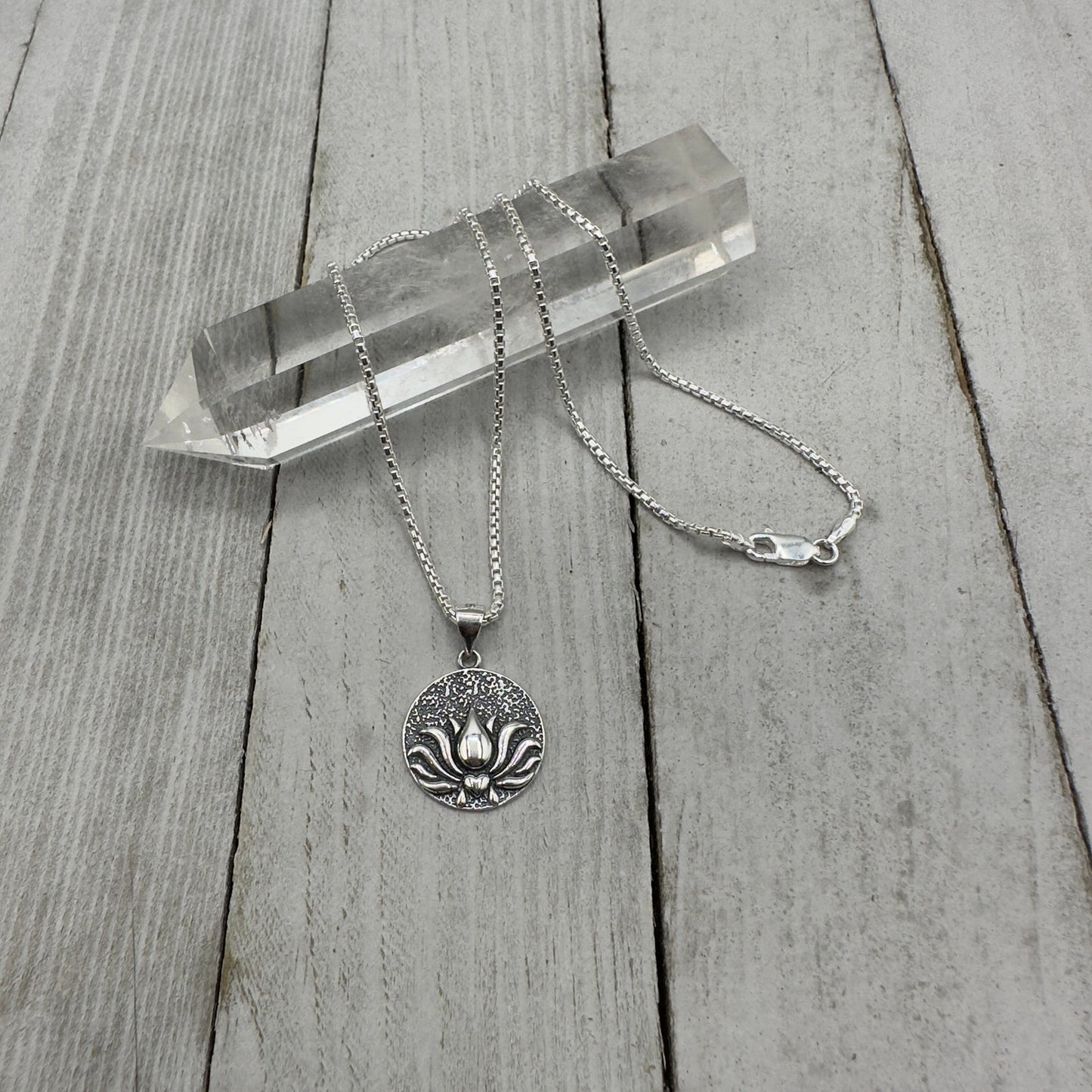 Sterling Silver Lotus Necklace Flower Necklace Boho