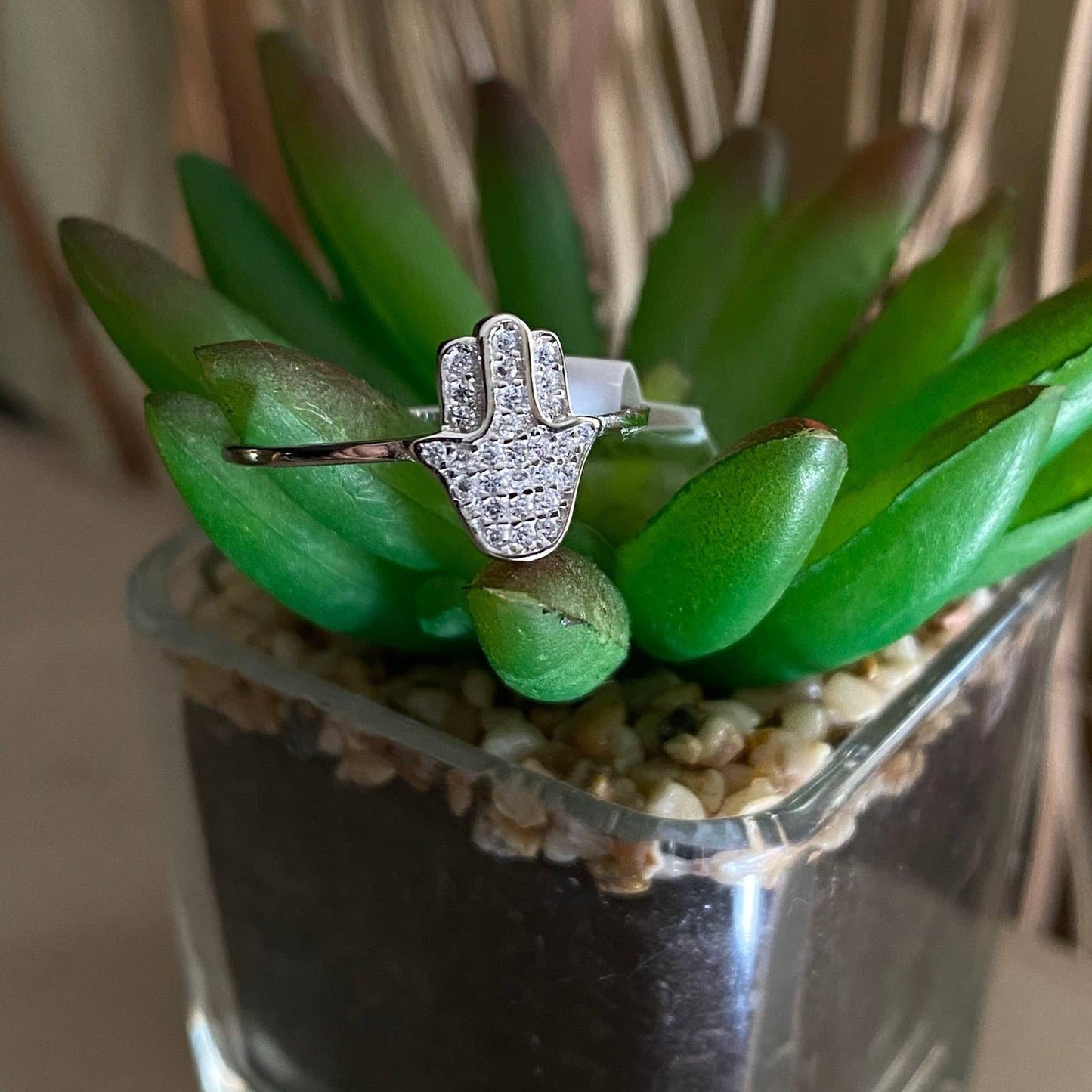 Hams Micro Pave CZ 14K Sterling Silver Ring