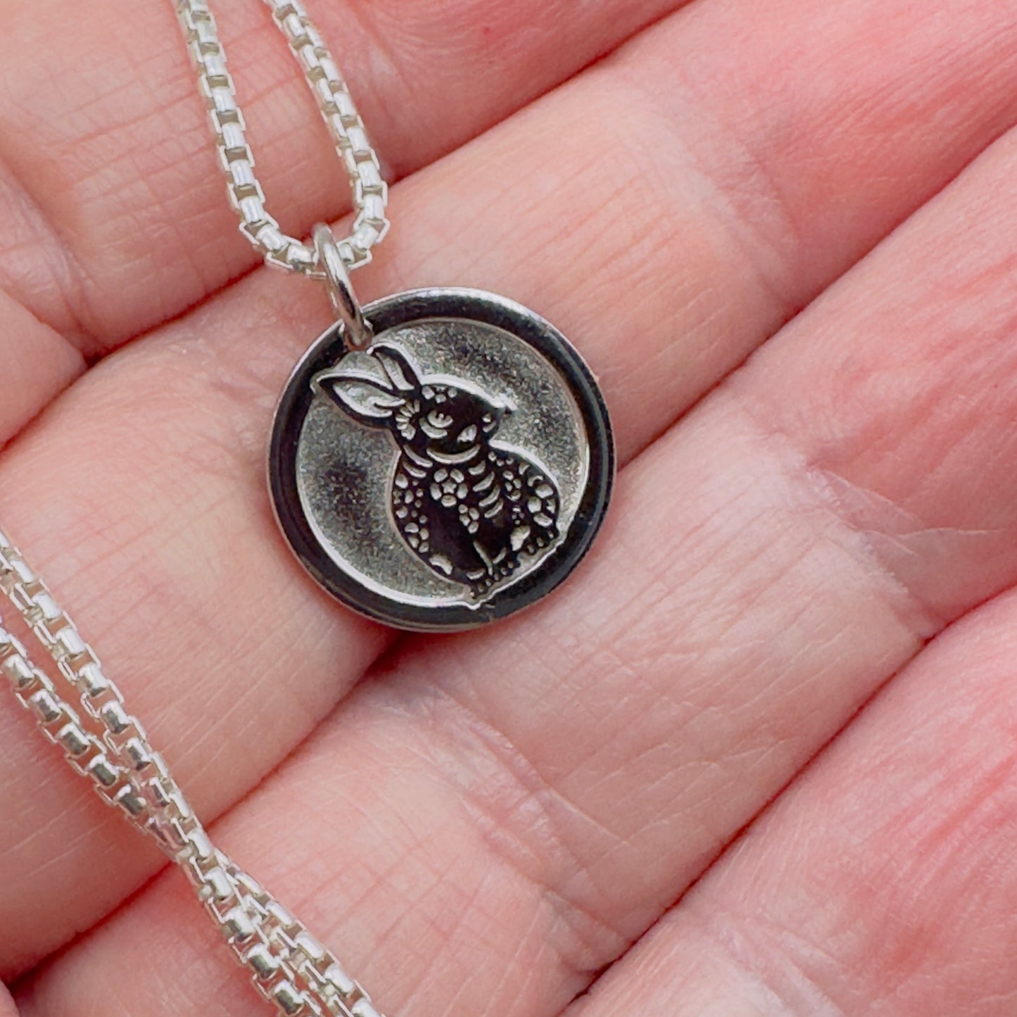 Chinese Zodiac Year of The Rabbit Pendant Necklace Sterling Silver
