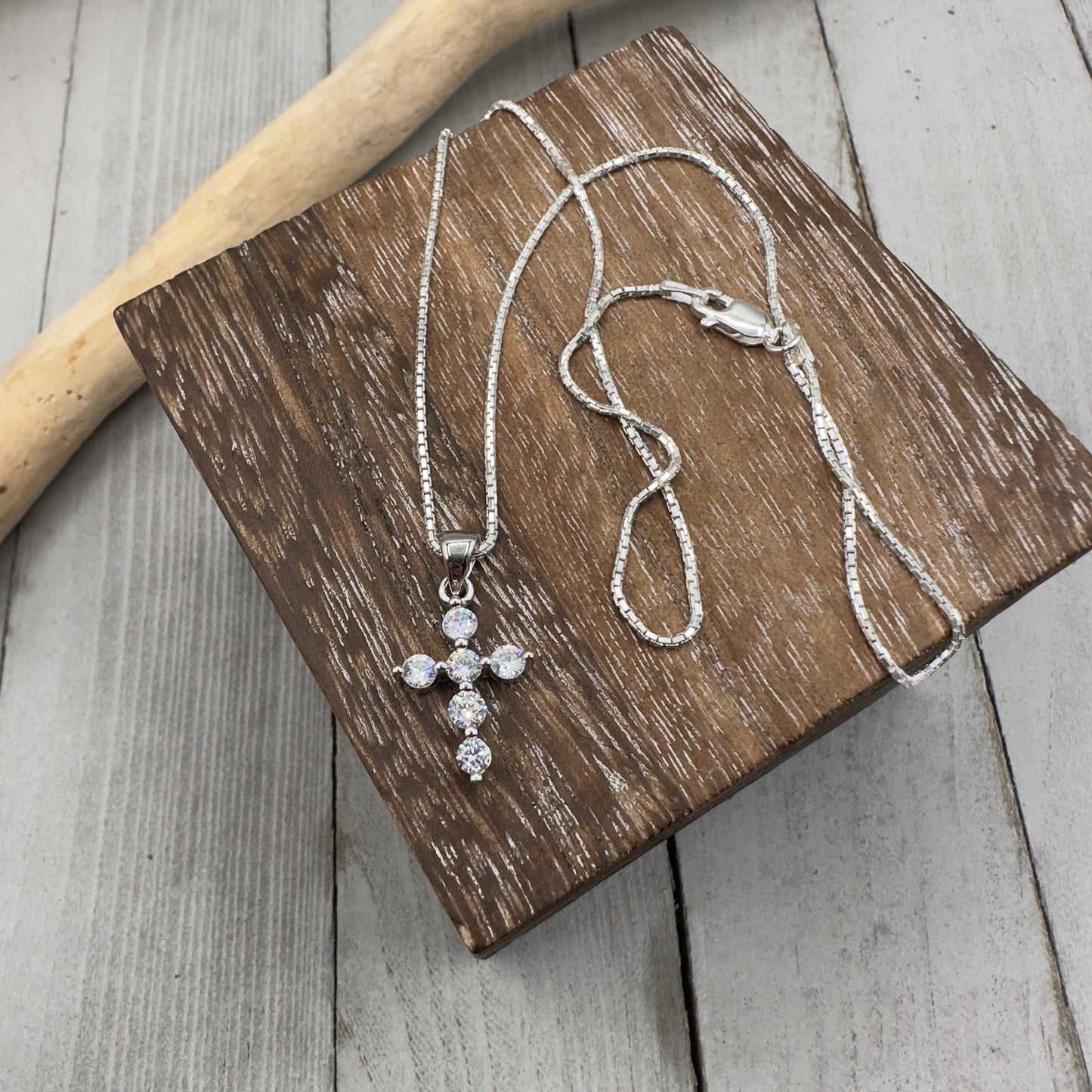 CZ Cross Minimalist Sterling Silver Necklace