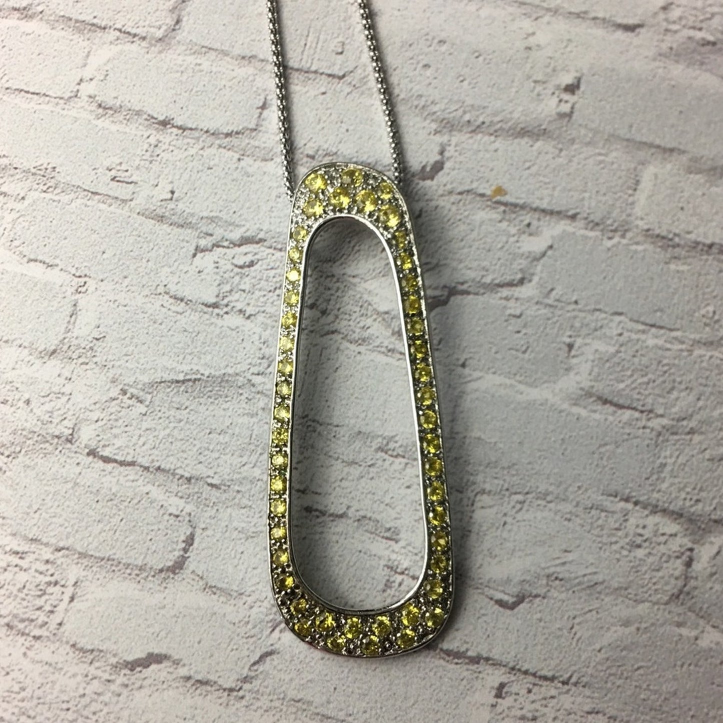 Canary yellow large CZ pendant on popcorn chain