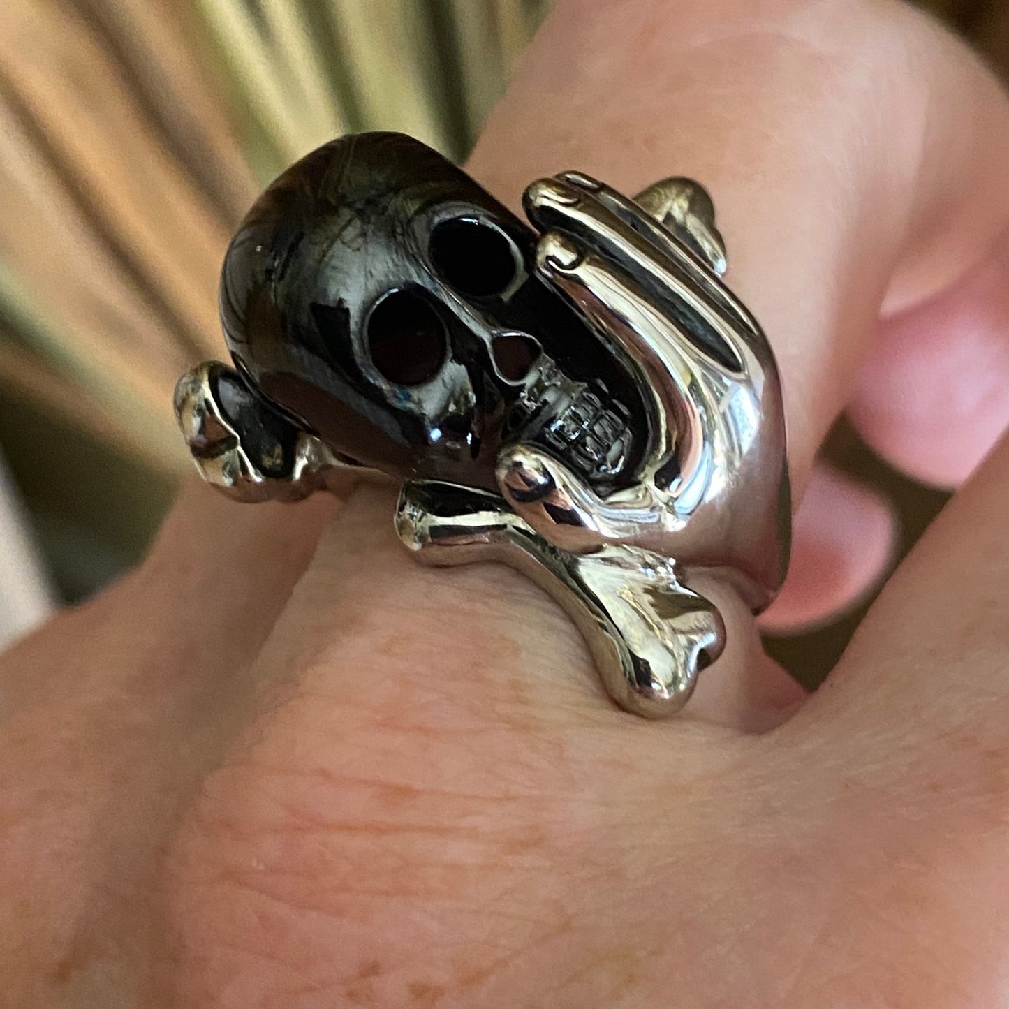 Black Skull Hand Ring Stainless Steel