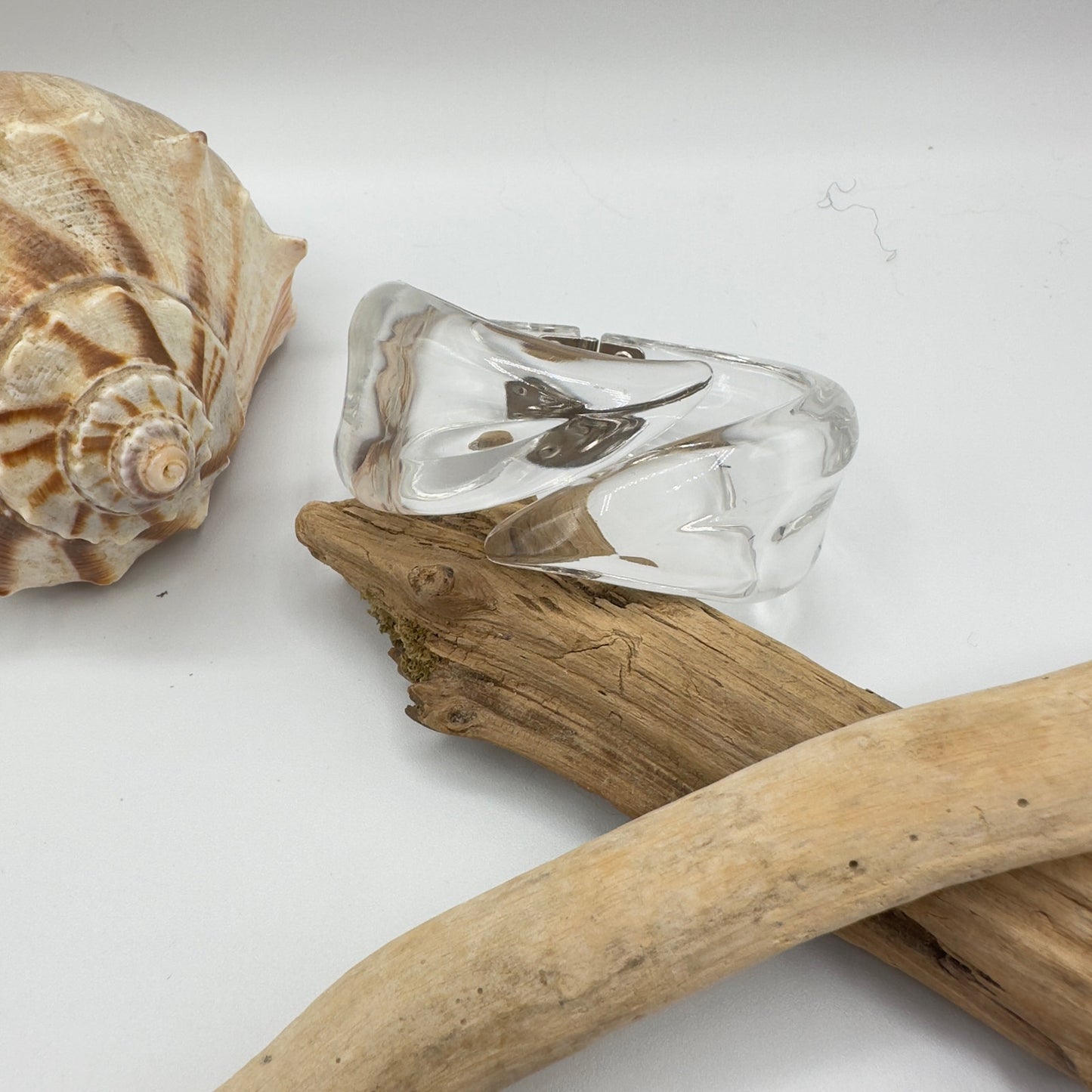 60's Vintage Clear Lucite Hinged Clamper Bracelet