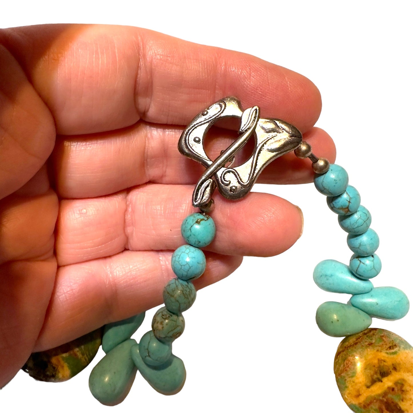 Vintage Turquoise & Jasper Statement Gemstone Necklace