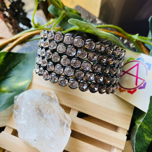 Amrita Singh Clear Austrian Crystal Gun Metal Cuff