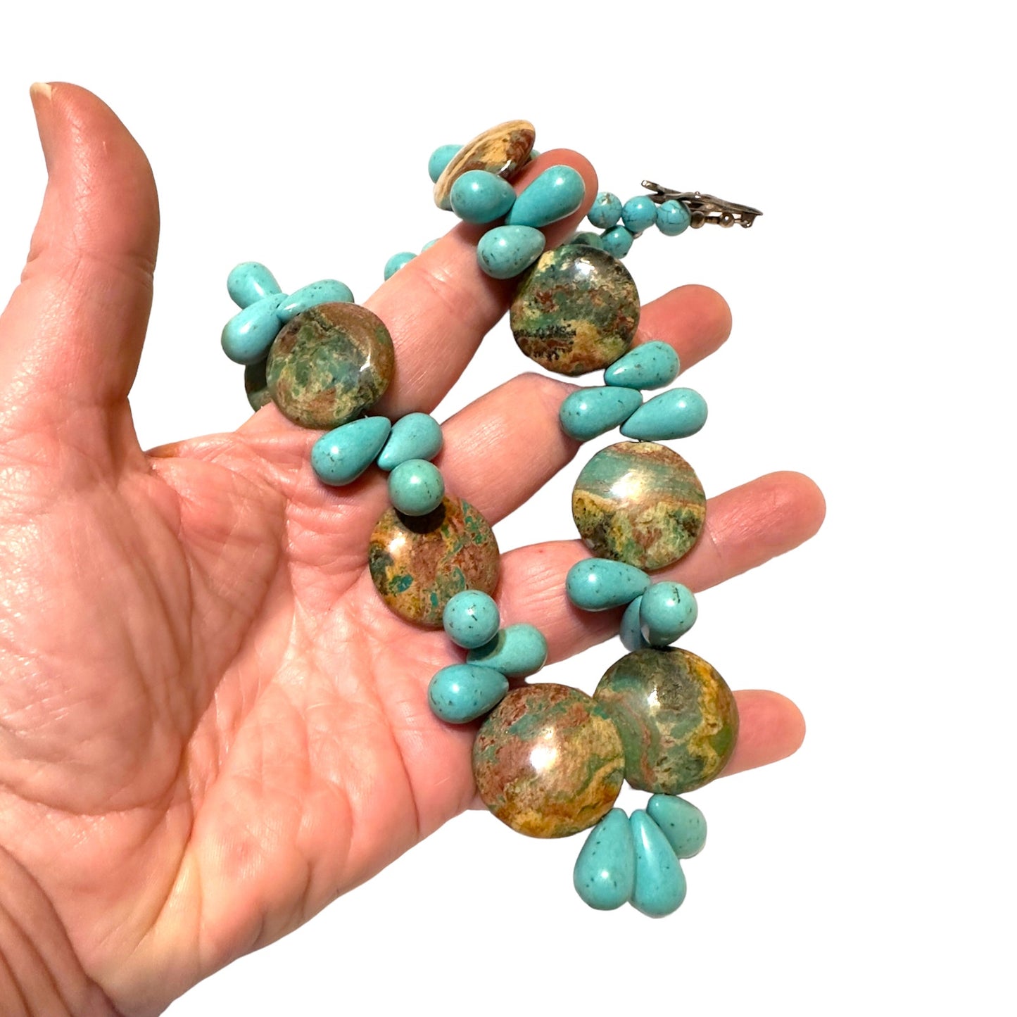 Vintage Turquoise & Jasper Statement Gemstone Necklace