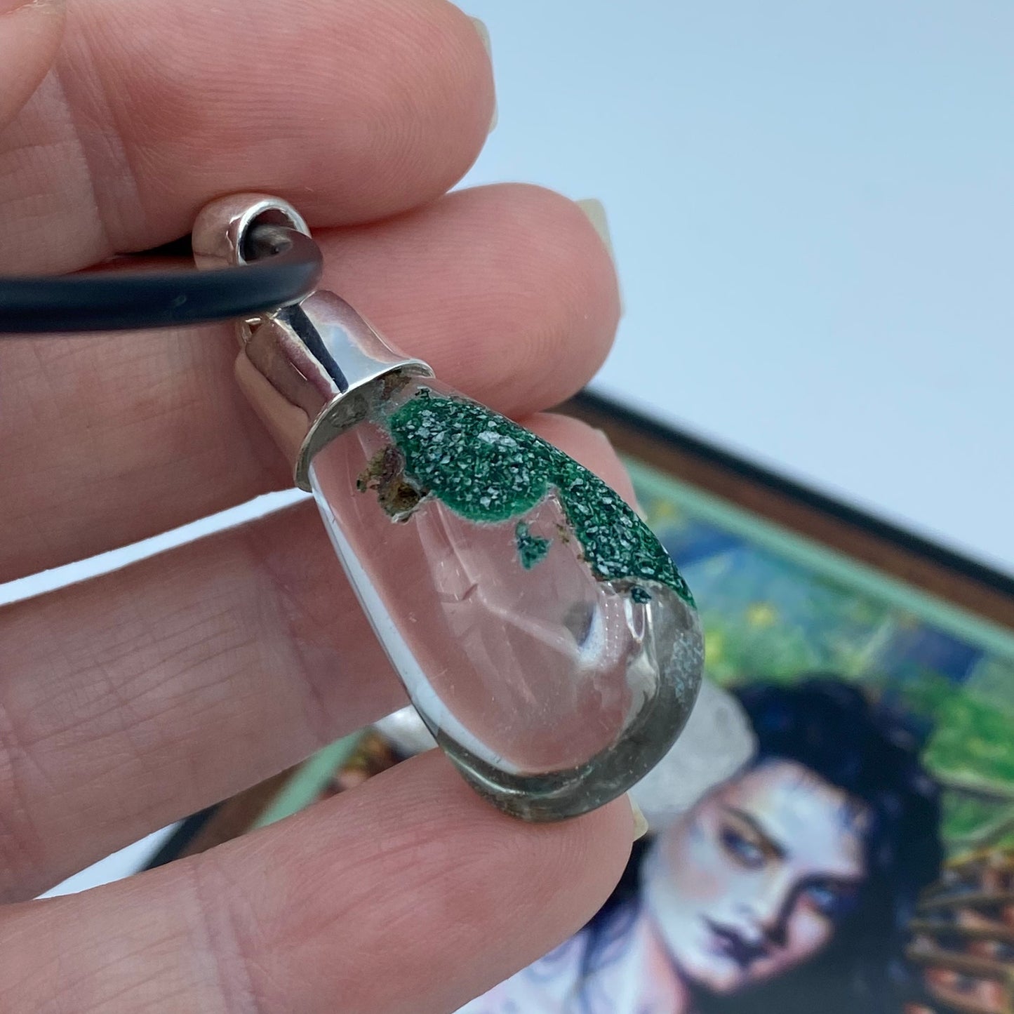 Garden Quartz Lodolite Sterling Silver Gemstone Pendant Necklace