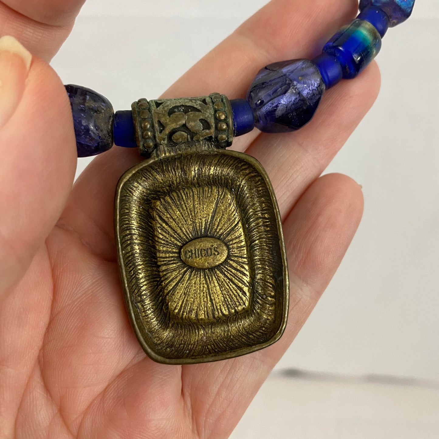 Vintage Chico’s Glass Leather Cuff Choker Necklace