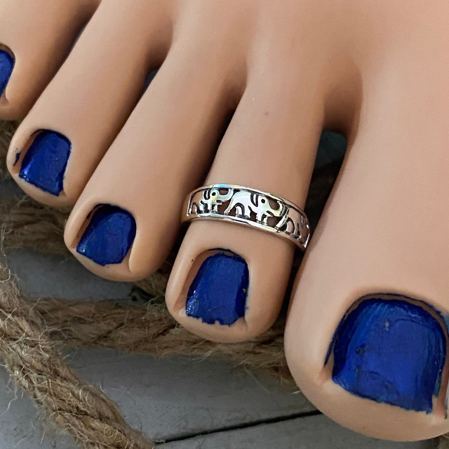 Sterling Silver Elephant Band Toe Ring