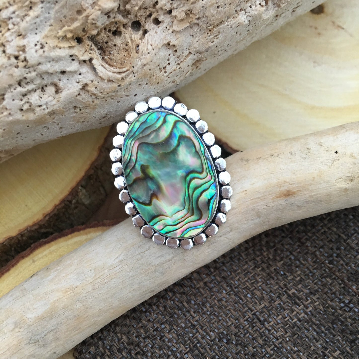 Abalone Sterling Silver Ring Size 7