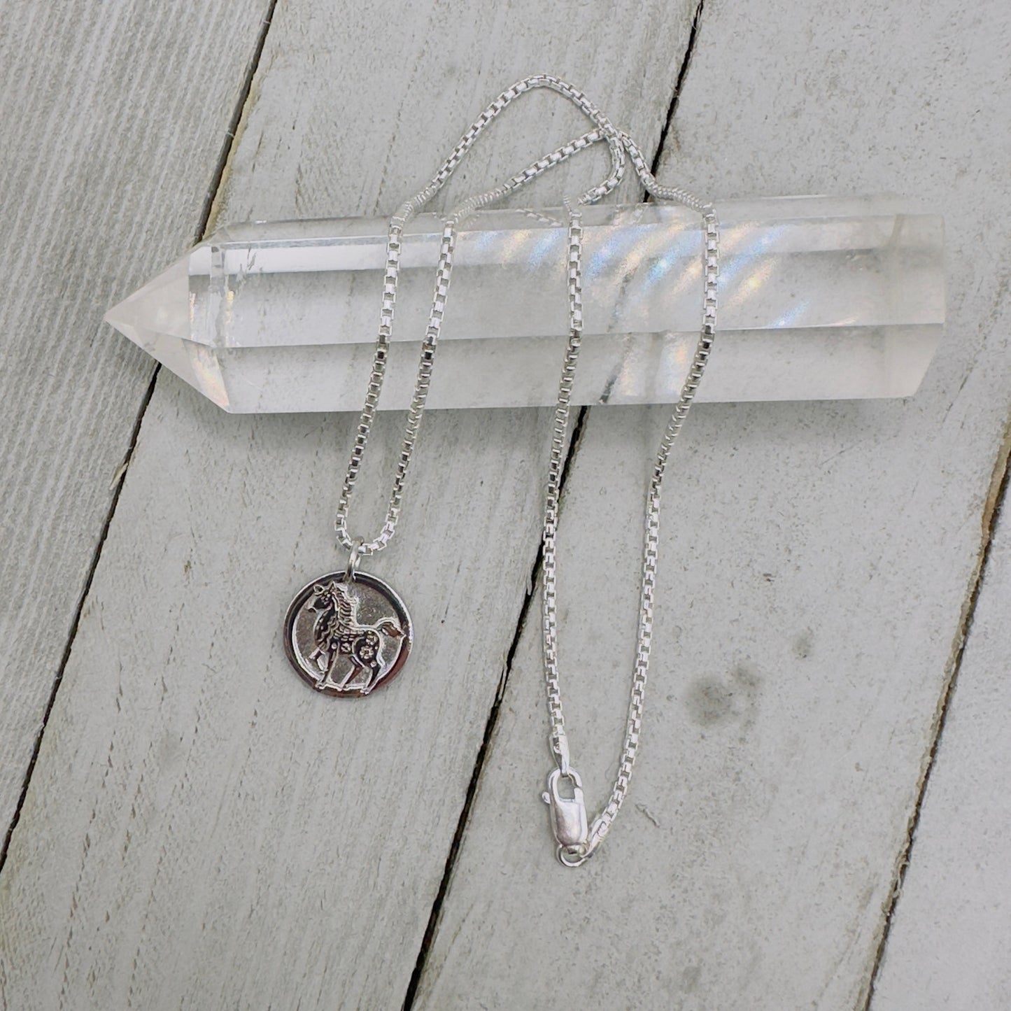 Chinese Zodiac Year of The Horse Pendant Necklace Sterling Silver