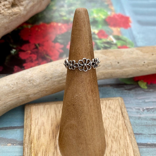 Sterling Silver Flower Toe Ring