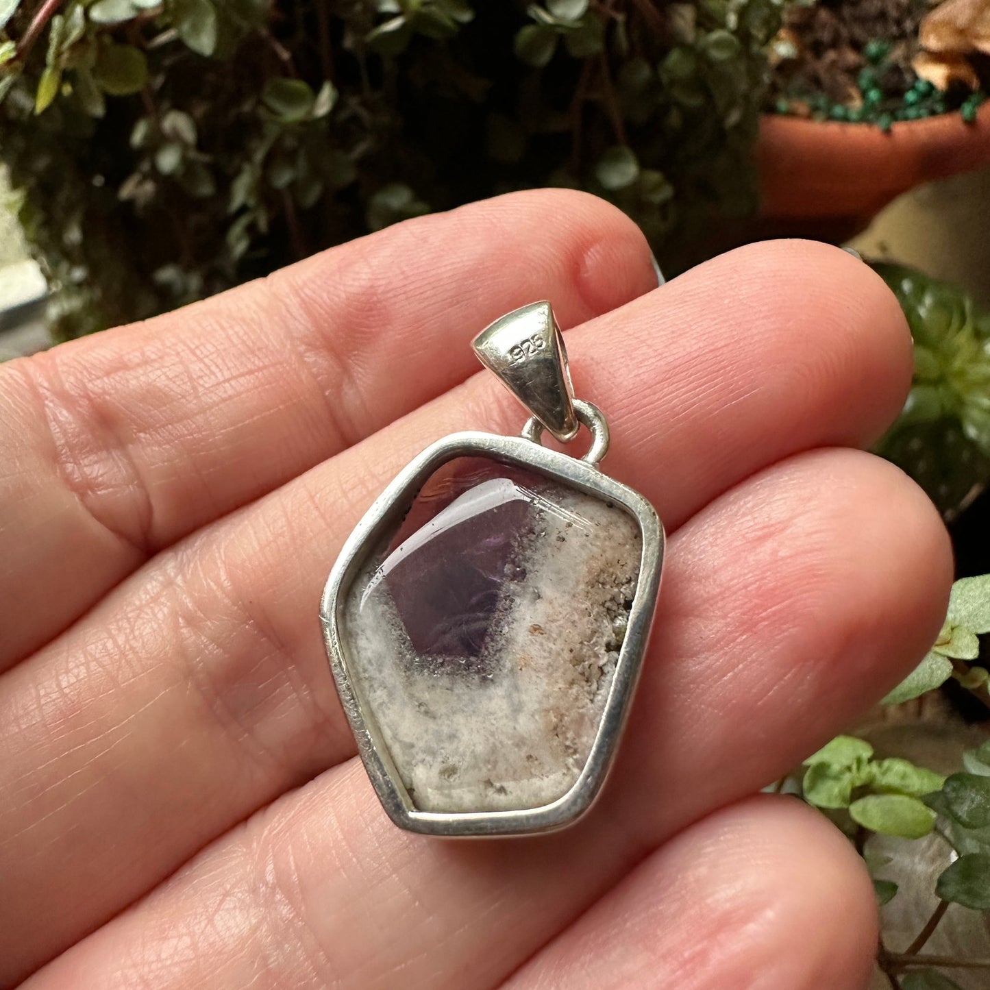 Natural Super Amethyst 23 Sterling Silver Sun Pendant