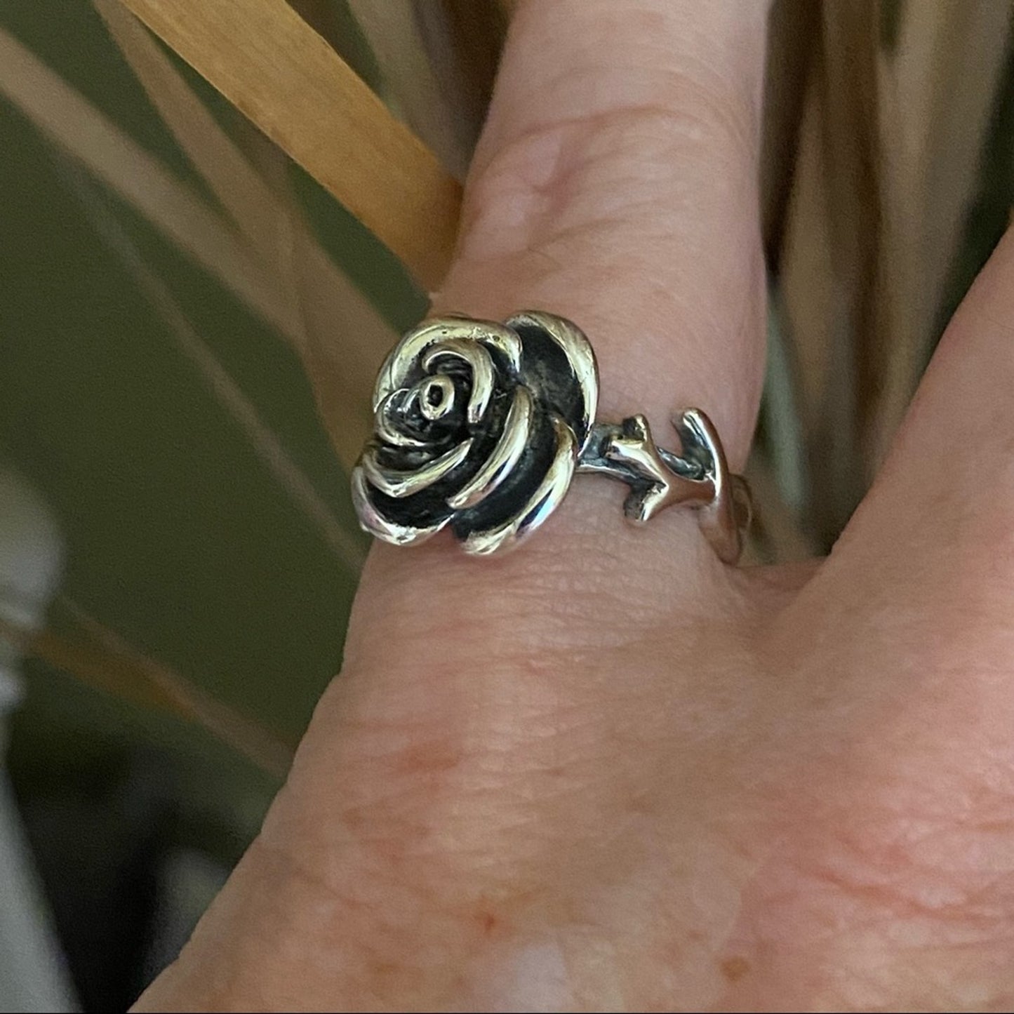 Sterling Silver Rose Ring Size 8