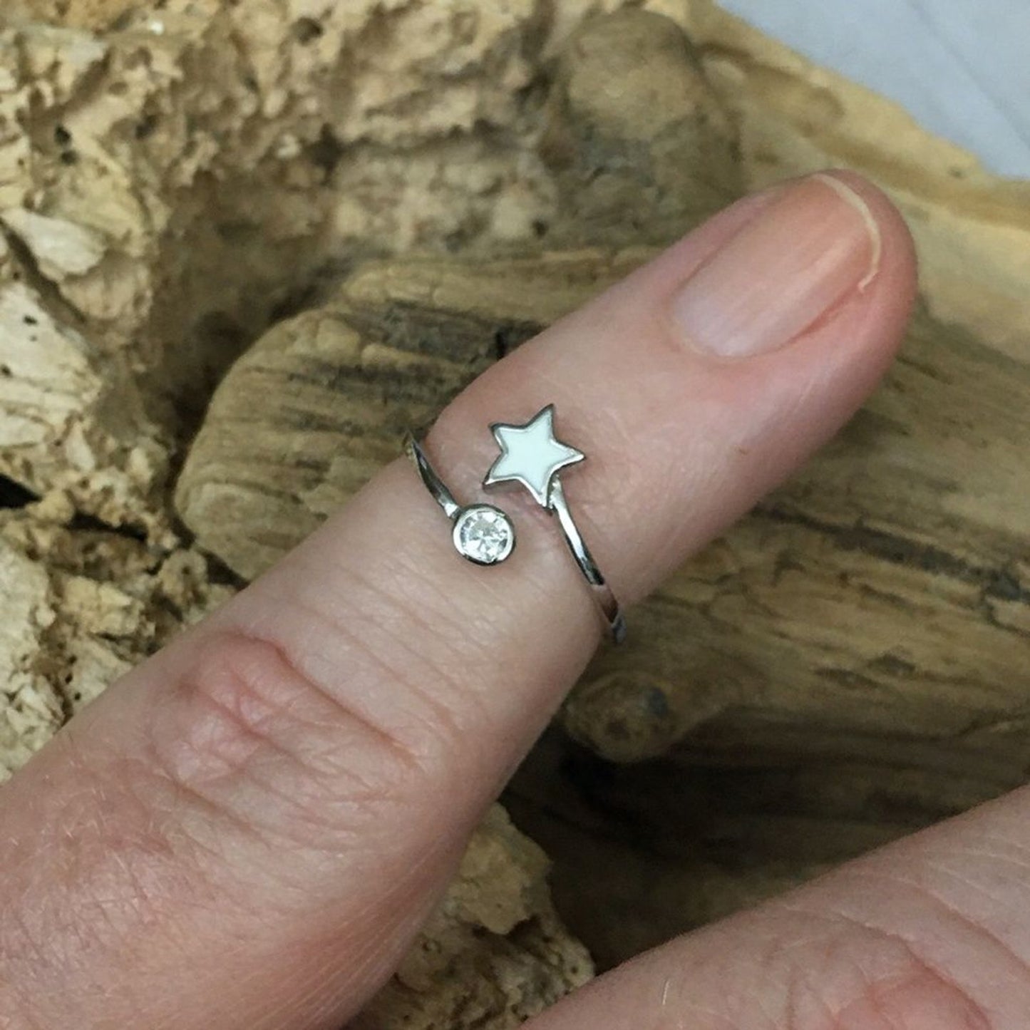 Sterling Silver White Star Cz Toe Ring