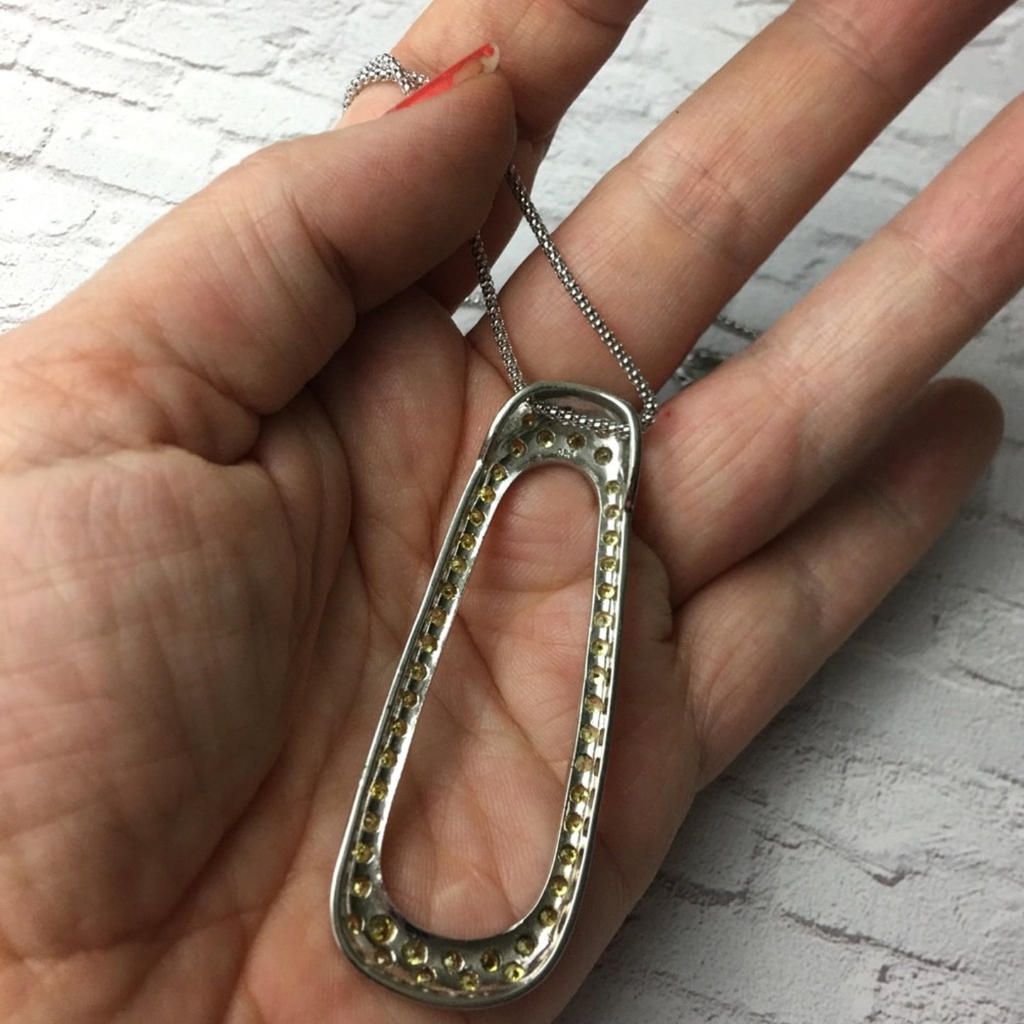 Canary yellow large CZ pendant on popcorn chain