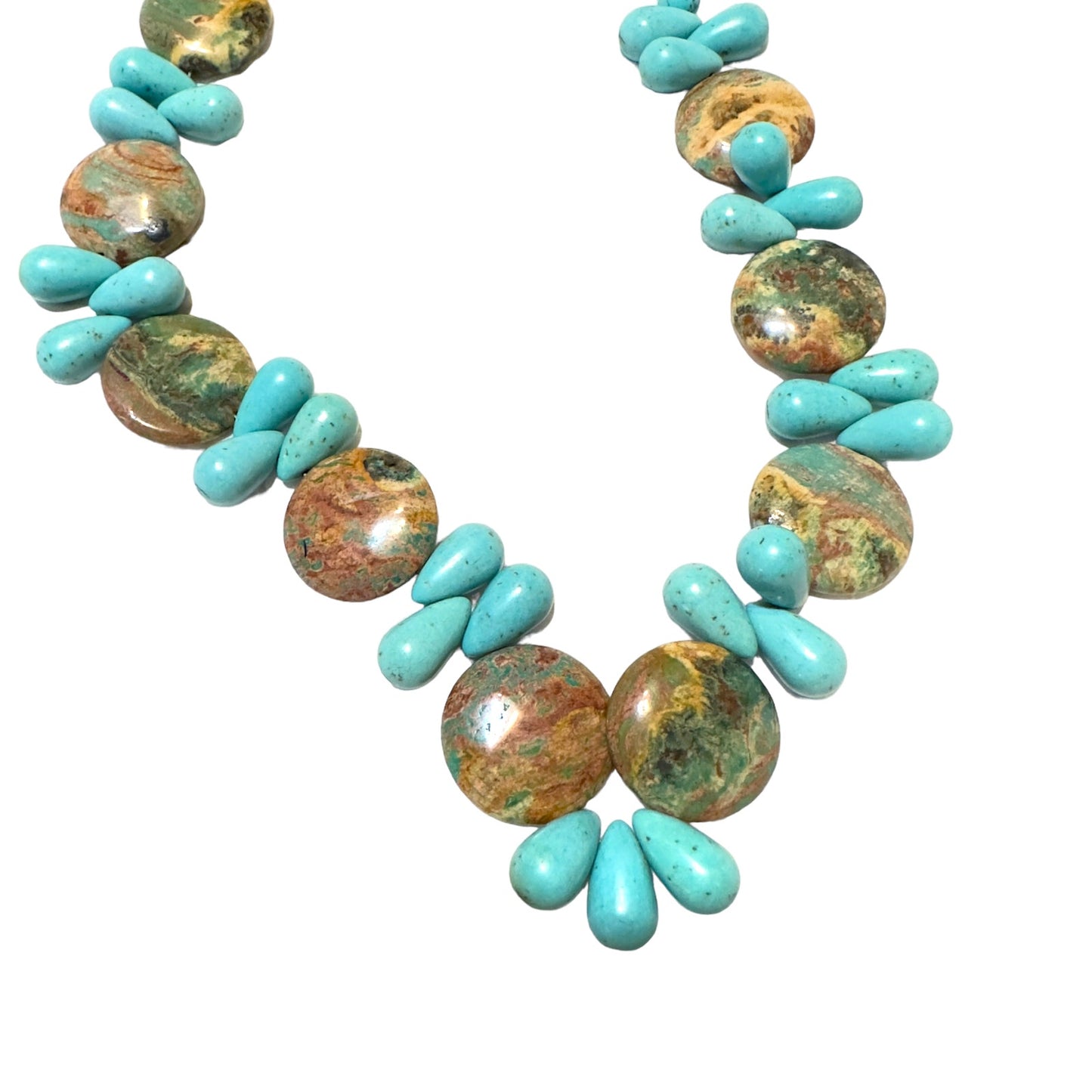 Vintage Turquoise & Jasper Statement Gemstone Necklace