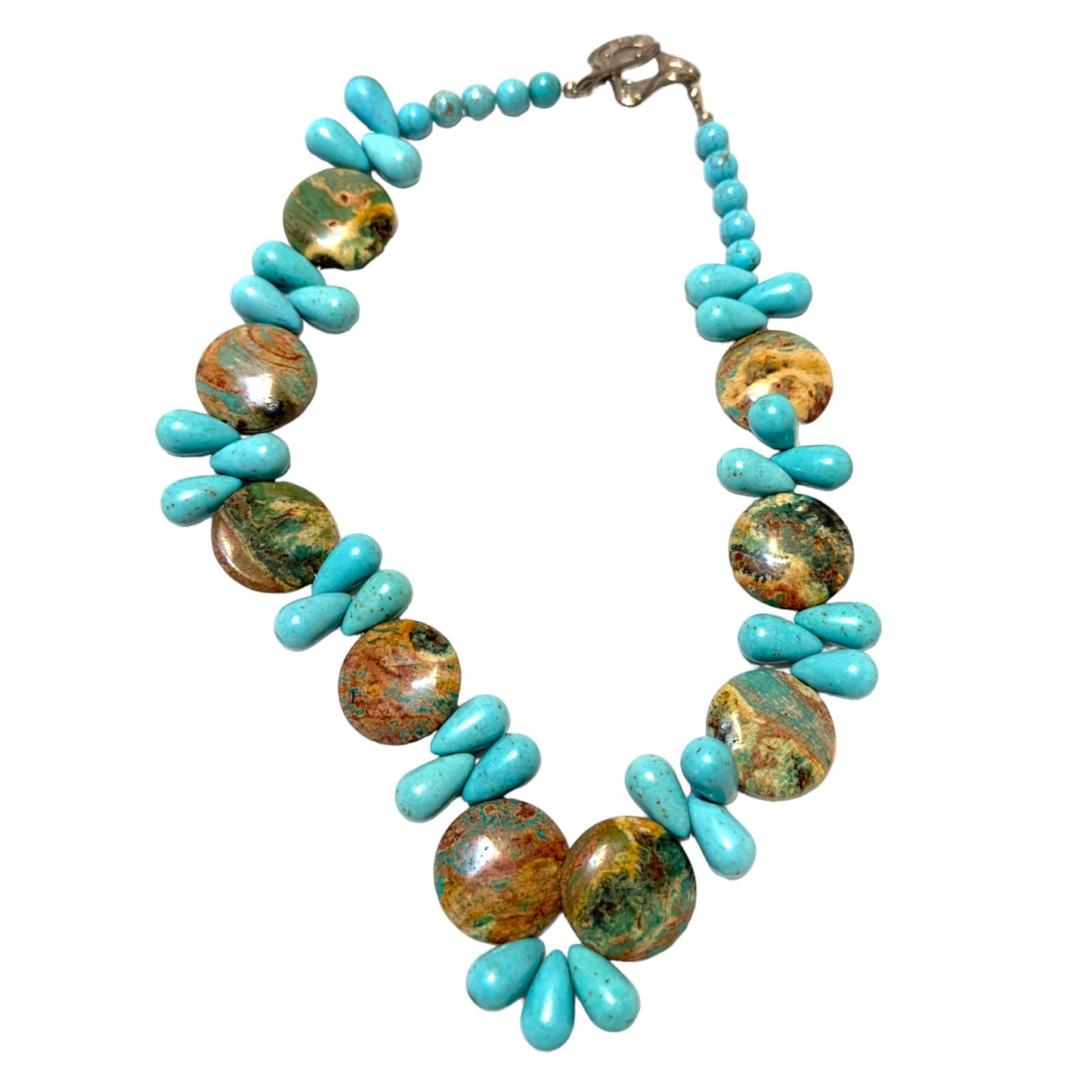 Vintage Turquoise & Jasper Statement Gemstone Necklace