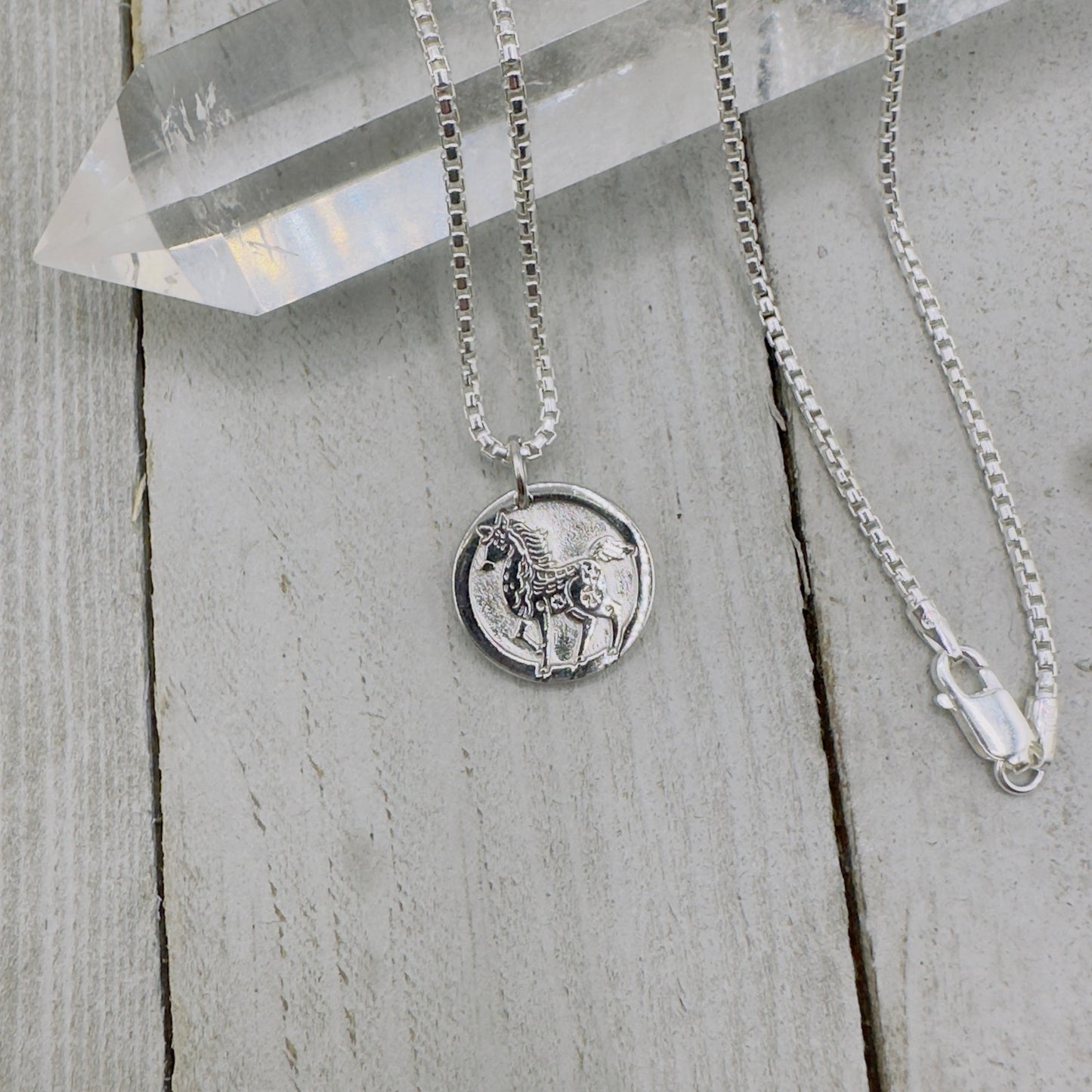 Chinese Zodiac Year of The Horse Pendant Necklace Sterling Silver