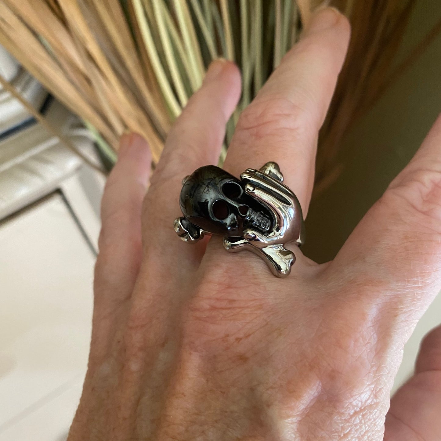 Black Skull Hand Ring Stainless Steel