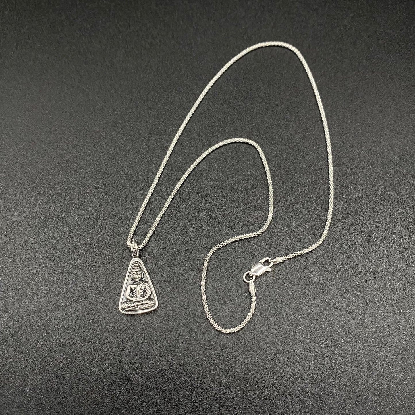 Sterling Silver Buddha Necklace Popcorn Chain