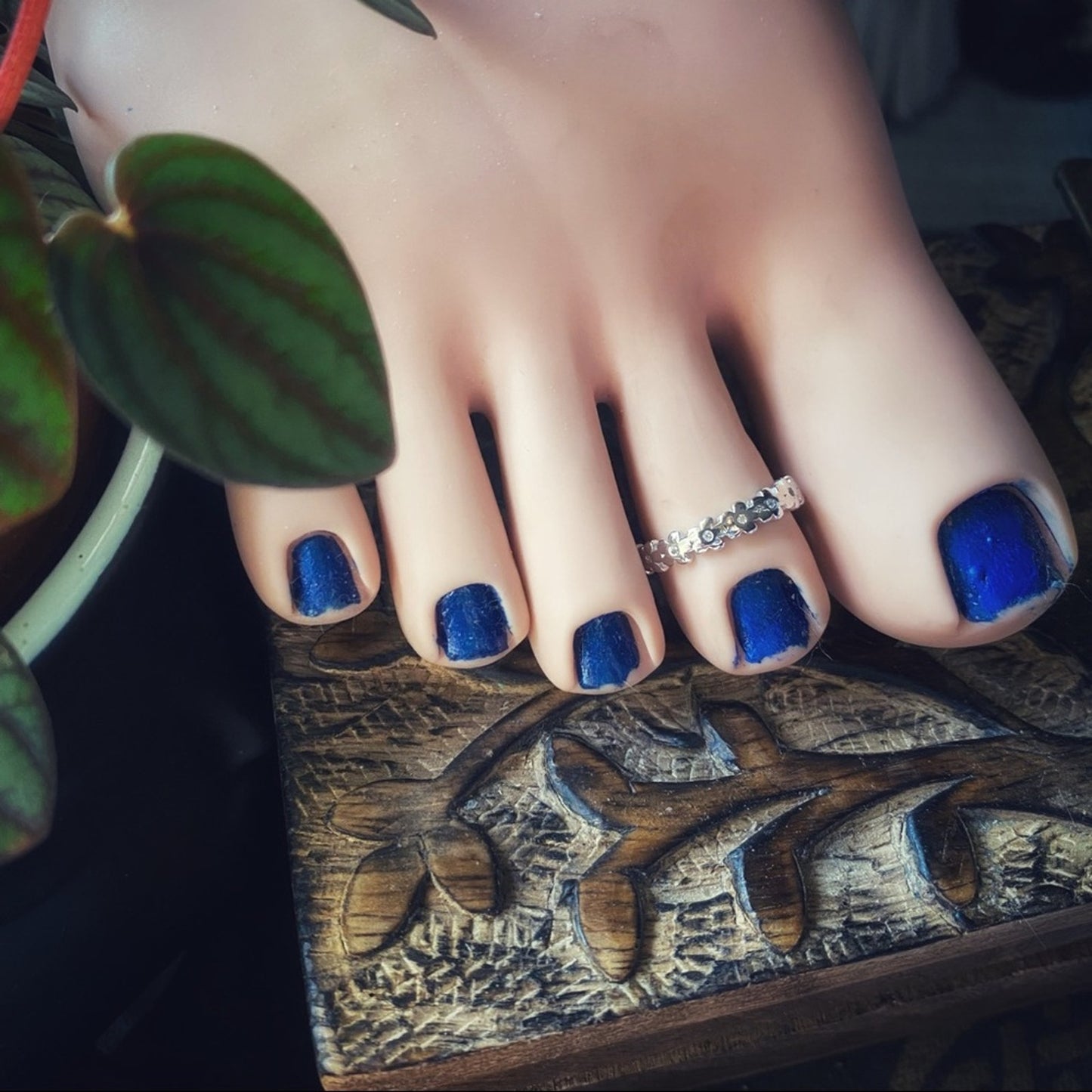 Sterling Silver Flower CZ Band Toe Ring