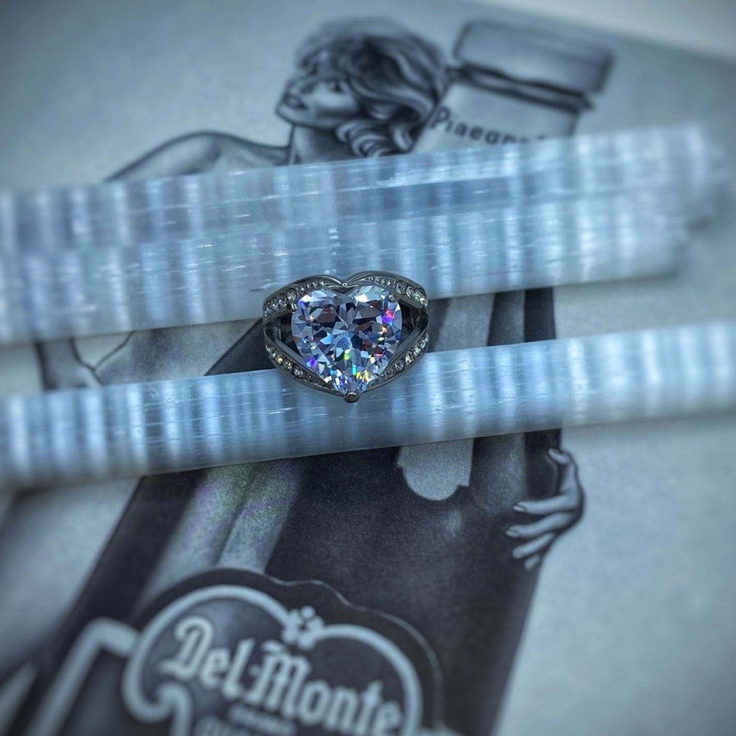 Stainless Steel Cubic Zirconia Heart Ring Size 5