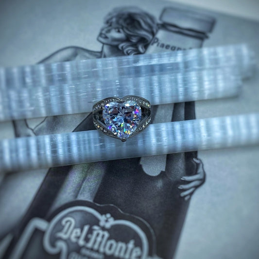 Stainless Steel Cubic Zirconia Heart Ring Size 5