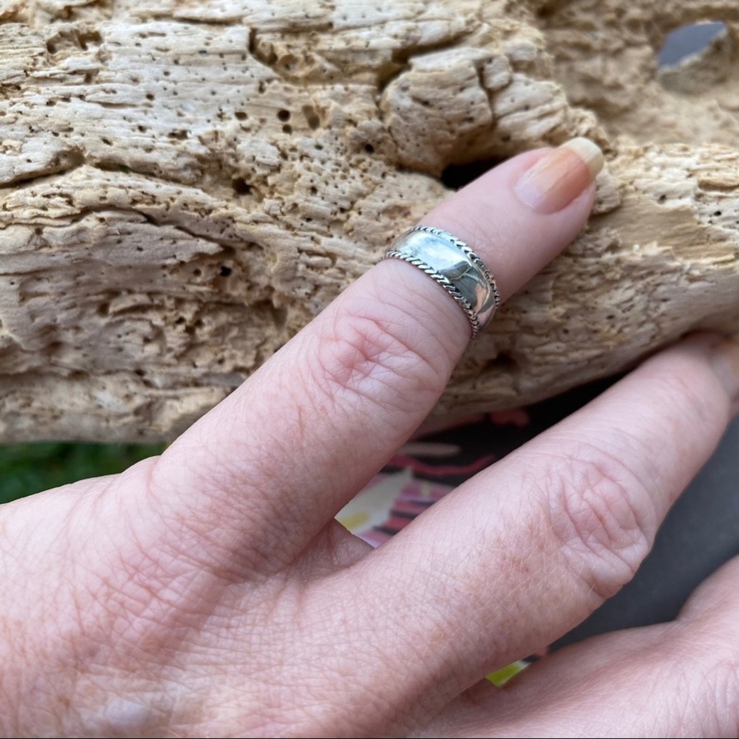 Milgrain Wide Band Sterling Silver Toe Ring