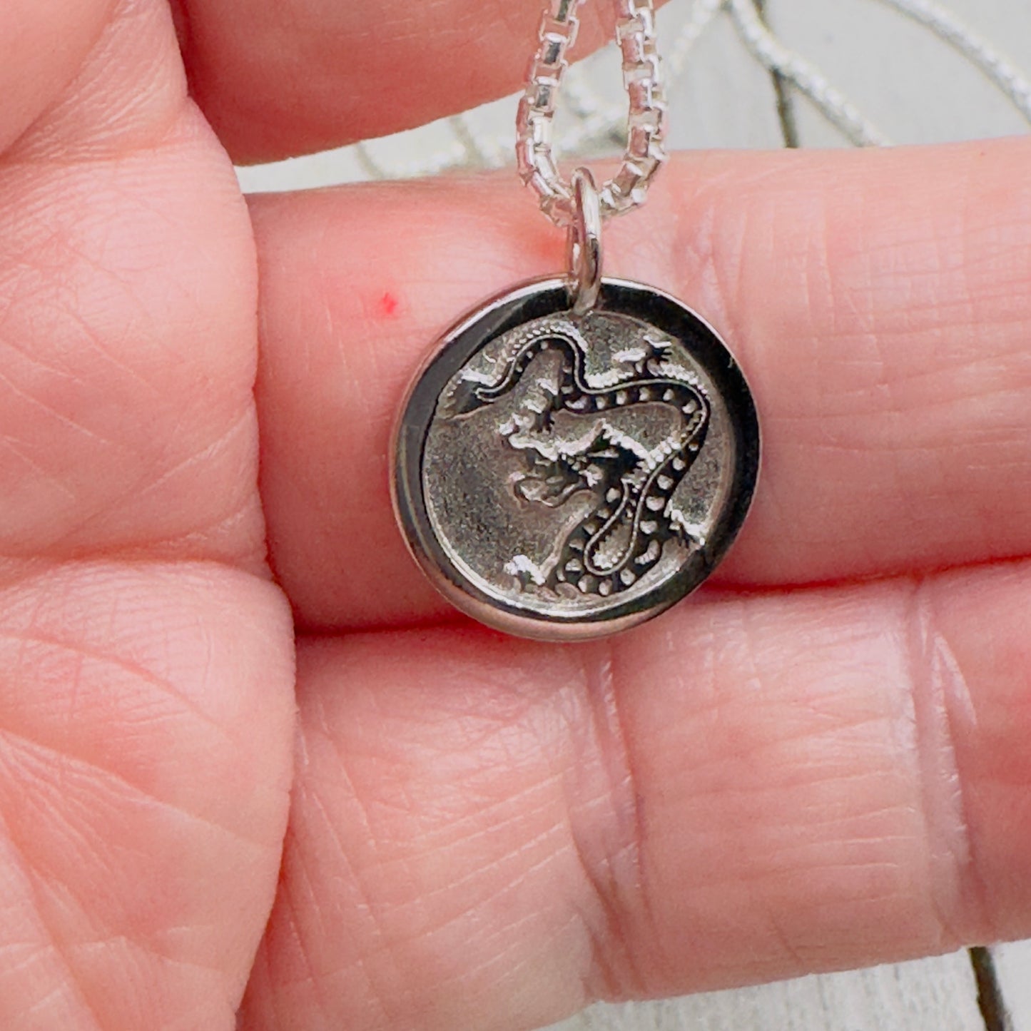 Chinese Zodiac Year of The Dragon Pendant Necklace Sterling Silver