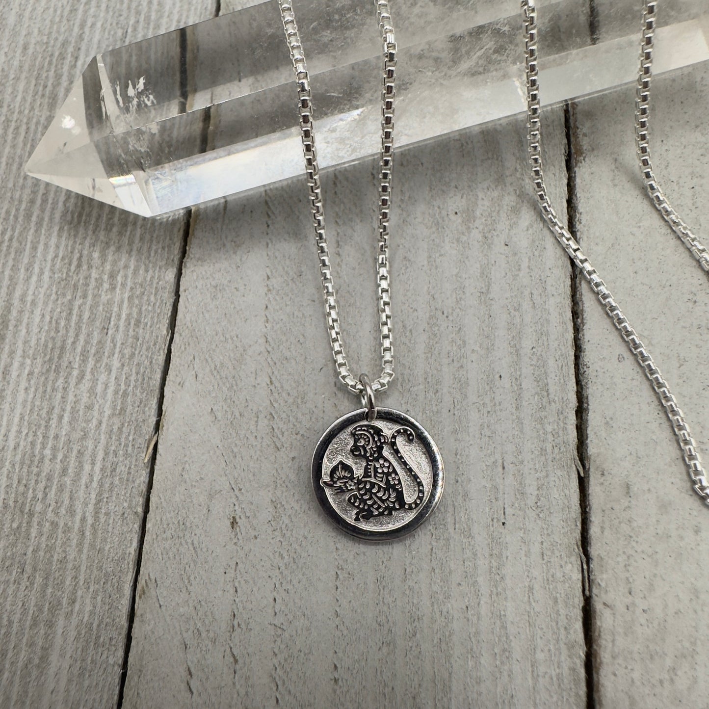 Chinese Zodiac Monkey Pendant Necklace Sterling Silver