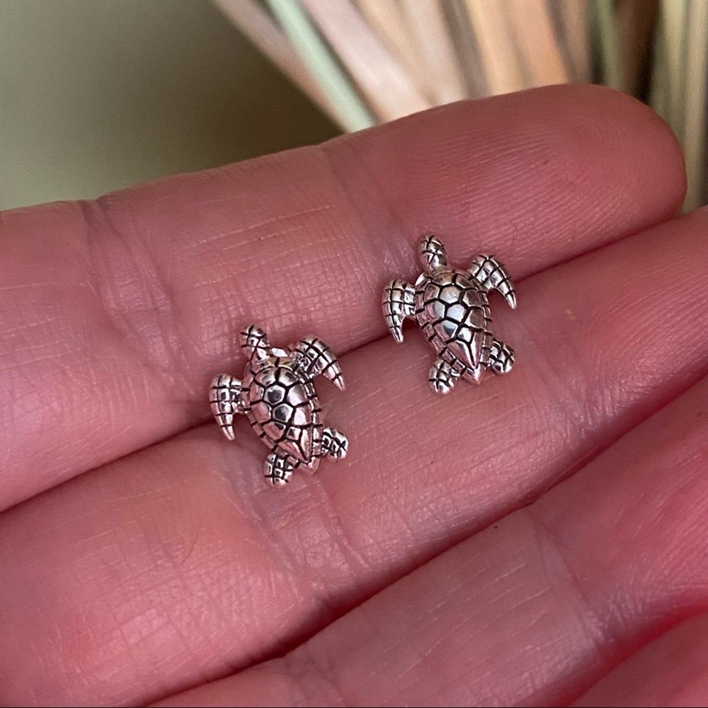 Sterling Silver Turtle Stud Earrings