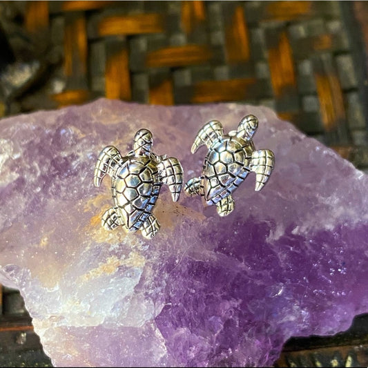 Sterling Silver Turtle Stud Earrings
