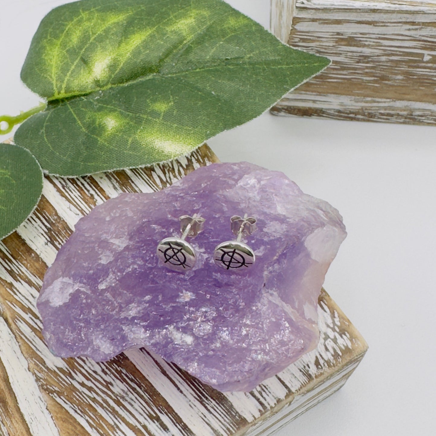 Punk Rock Anarchy Logo Sterling Silver Stud Earrings