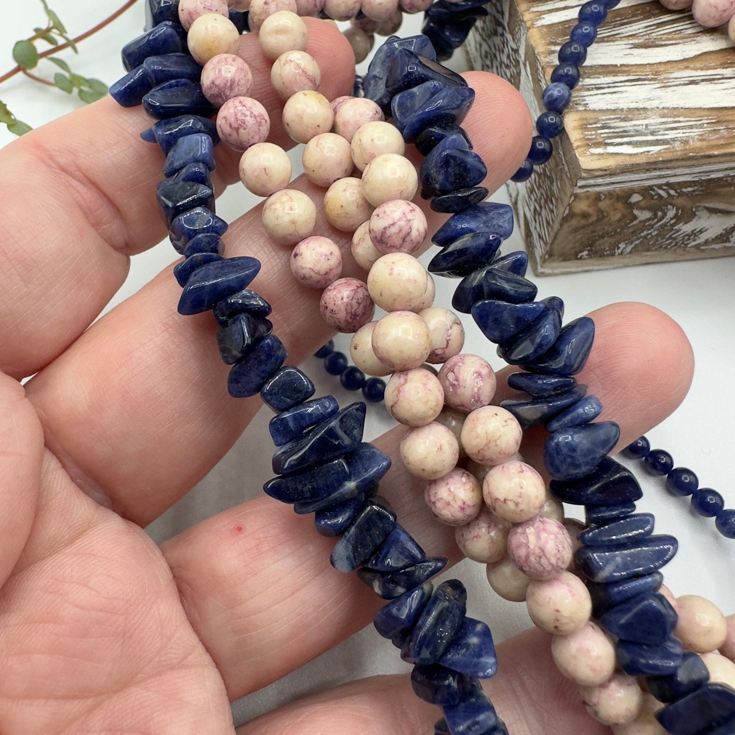 Vintage Lapis Lazuli & Jasper Multi-Strand Gemstone Necklace-Statement Boho Jewelry