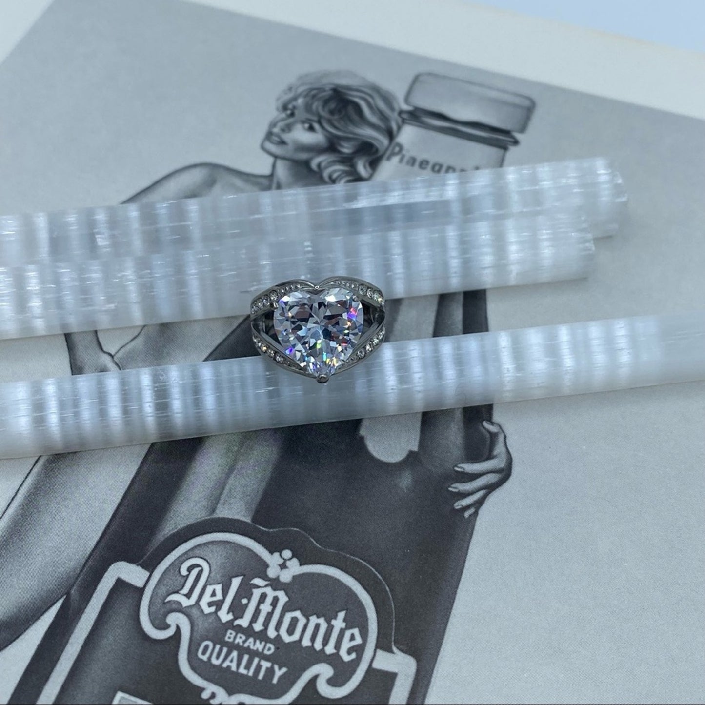 Stainless Steel Cubic Zirconia Heart Ring Size 5