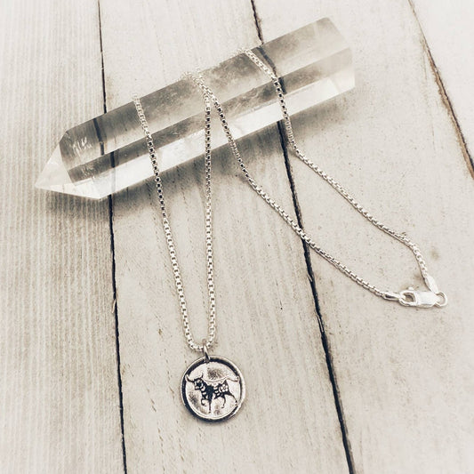 Chinese Zodiac Year of The Ox Pendant Necklace Sterling Silver
