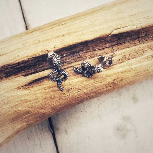 Minimalist Sterling Silver Snake Stud Earrings